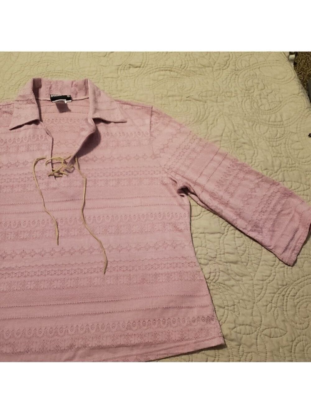 Vintage 90s Fashion Bug Lace Up Shirt - Pink